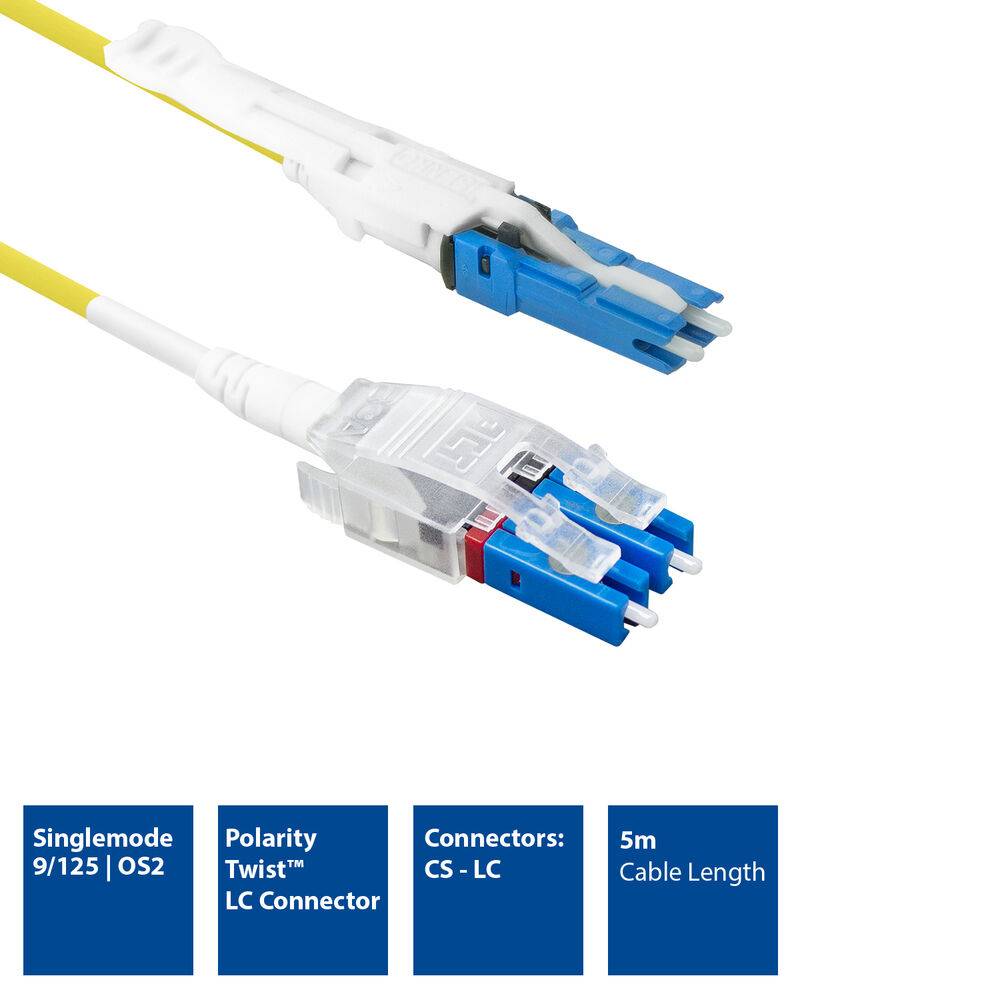 ACT RL1105 Glasfaser Patchkabel | Singlemode 9/125 OS2 Polarität Twist uniboot duplex | CS - LC Stecker | 5 M…