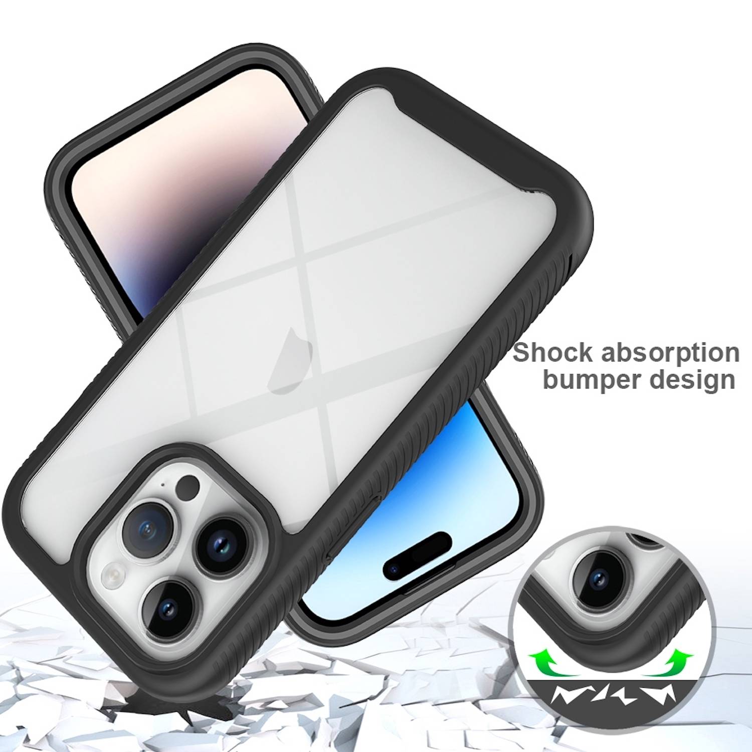 Für Apple iPhone 15 Pro Schock robuste TPU / PC verstärkte Ränder Case