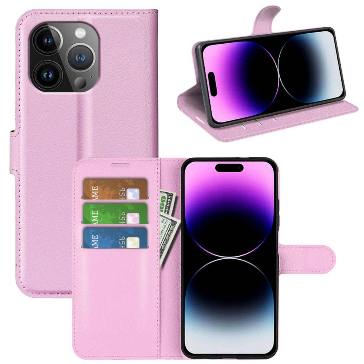Für Apple iPhone 15 Pro Handy Tasche Wallet Premium Schutz Hülle Case Cover Etuis Neu Zubehör Rosa