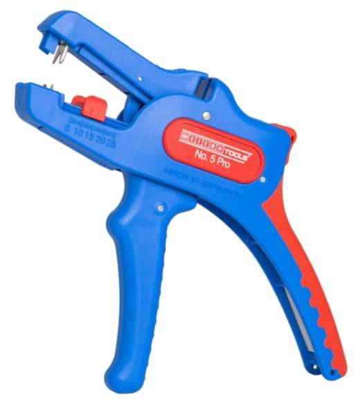 Die automatische Zange dient zum Abisolieren aller gängigen flexiblen und massiven Leiter von 0,2 bis 16 mm². Durch einen verstellbaren Längenansch