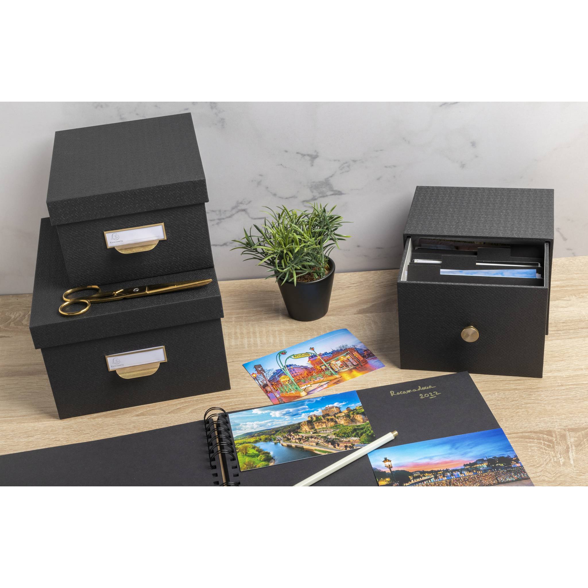 Exacompta 2x Schubladenbox für Fotos Karteikarten 14x177x134 cm Schwarz 78601E