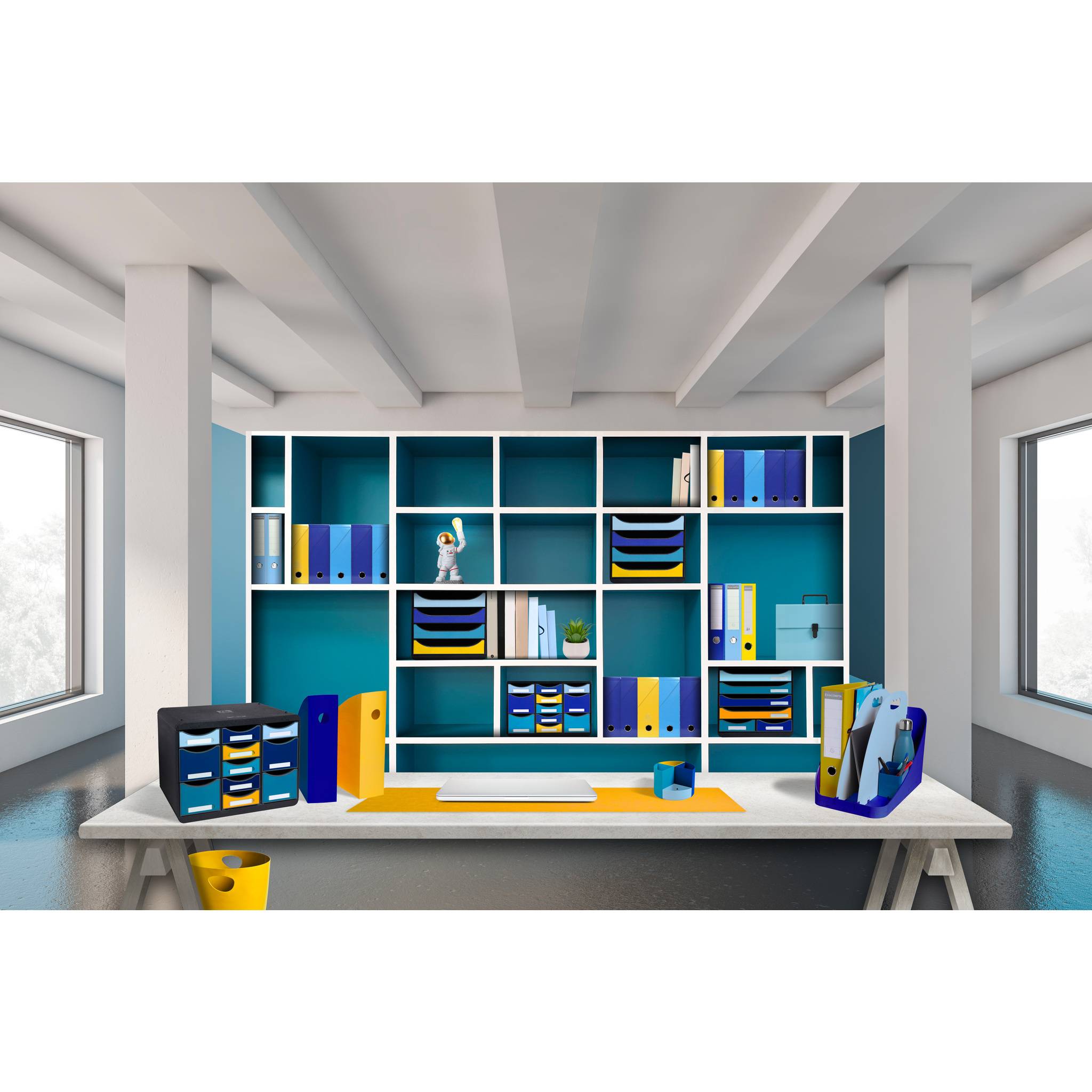 Exacompta Set mit 4 Stehsammlern MAG-CUBE, Bee Blue - sortiert - 18202SETD