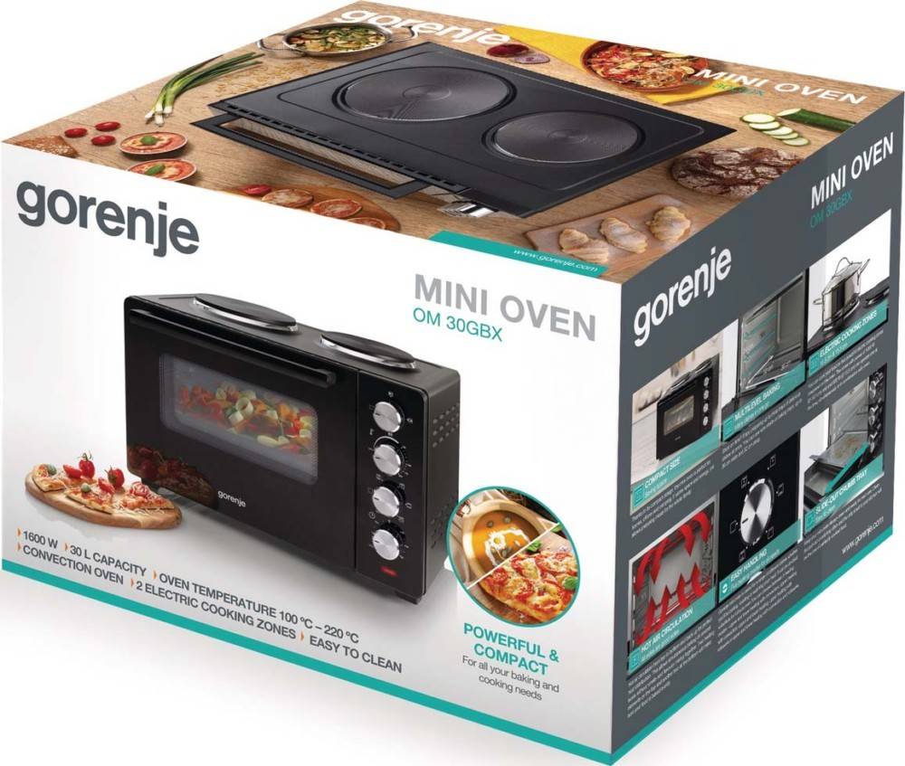 Gorenje Mini Ofen OM30GBX - Elektrischer Ofen - 30 l - 1600 W - Runter - 360 x