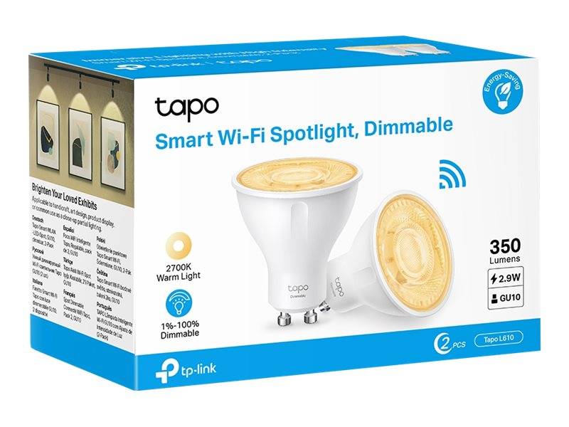 TP-LINK Tapo L610, Intelligentes Leuchtmittel, WLAN, Weiß, 802.11b, 802.11g, Wi-Fi 4 (802.11n), GU10, Parabolische Glü