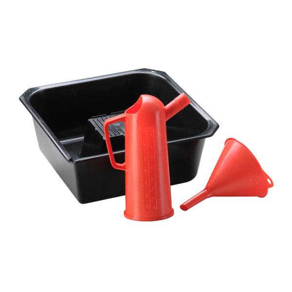 Hünersdorff Ölwechselset Ölablaßwanne, Autoteilebad mit Arbeitsfläche, Trichter