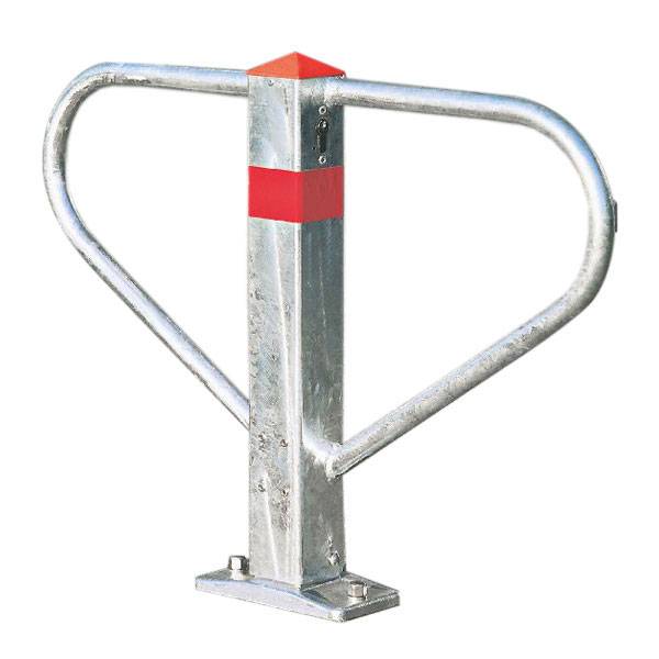 Parkbügel aus Stahl,verzinkt,Profilzyl.gleichschließ.kippbar über Bodenpl.,zum AufdübelnBxH:77x50 cm