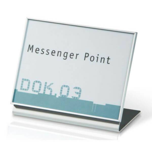 NEW AGE Tischaufsteller in edler Optik mit Aluminiumfuß