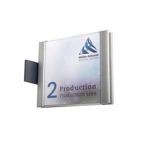 ATLANTIC Fahnenschild mit einem schlichten Rahmen in Alumium-Optik aus