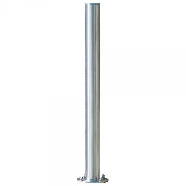 Absperrpfosten Edelstahl, kippbar auf Bodenanker, Profilzylinder, Flachkopf