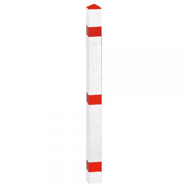 Absperrpfosten aus Stahl, weiß, mit Bodenhalterung, PZ, 70 x 70 mm