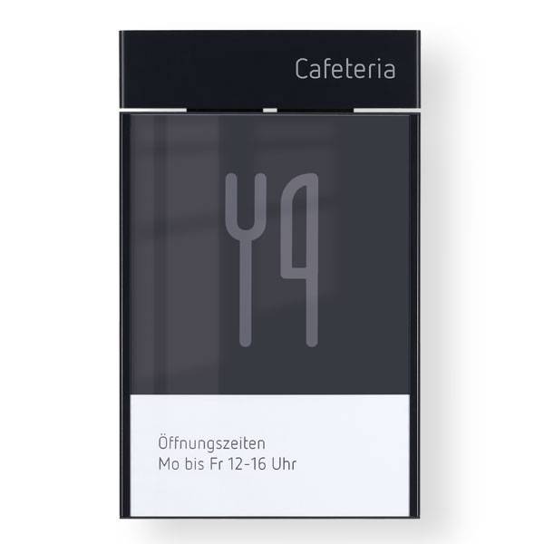 Wandschild, flach, Papiereinlage A4 hoch, Farbe: schwarz, (BxH): 22,1 x 38,1 cm