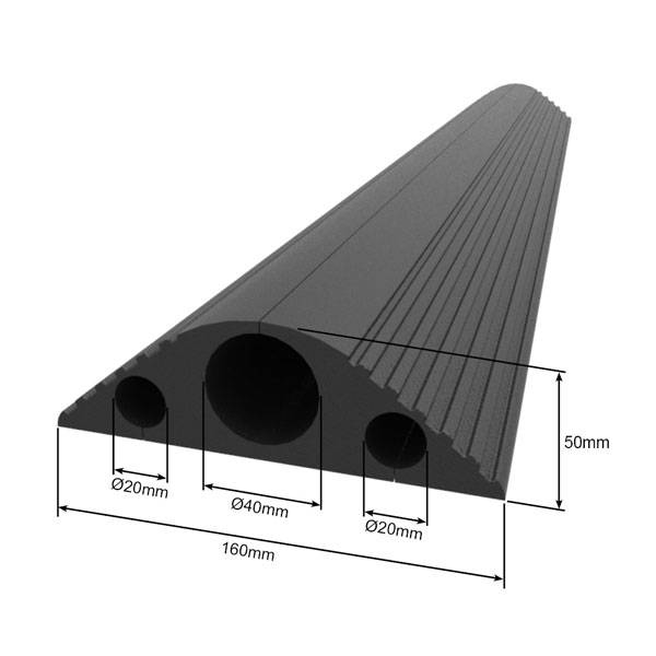 Gummi-Kabelkanal, 3 Kanäle, Länge: 4,0 m