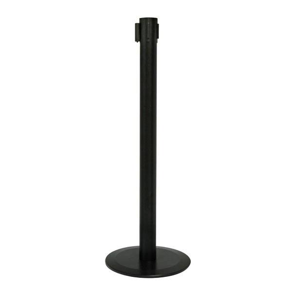 Gurtabsperrpfosten schwarz, schwarze Kassette, schwarzgraues Band (max. 2,7 m)