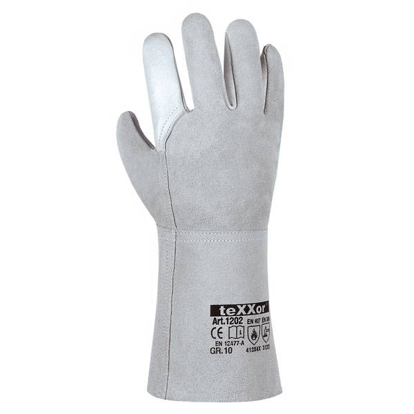 Schweißerhandschuhe BATU TARA, Rindvoll-/Spaltleder, hitzebeständig, natur