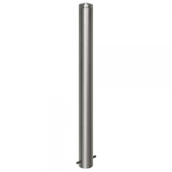 Absperrpfosten Edelstahl, Rundkopf, mit Bodenhalterung, PZ, Durchm. 102mm