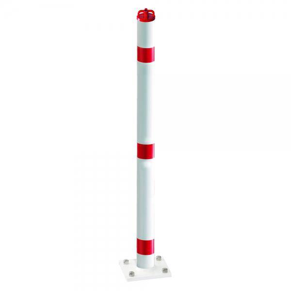 Absperrpfosten Funktionssperrpfosten Alu, mit Bodenplatte, Kettenkopf, Durchm. 60mm