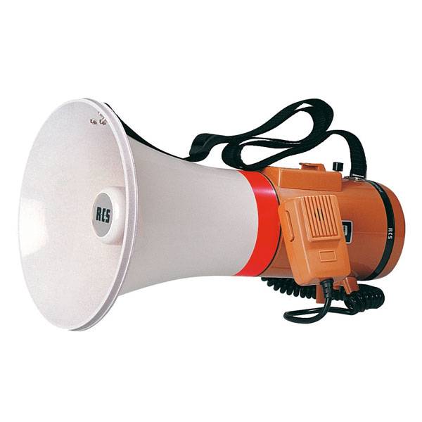 Schultermegaphon 25 Watt aus ABS mit Handmikrophon und Lautstärkeregler