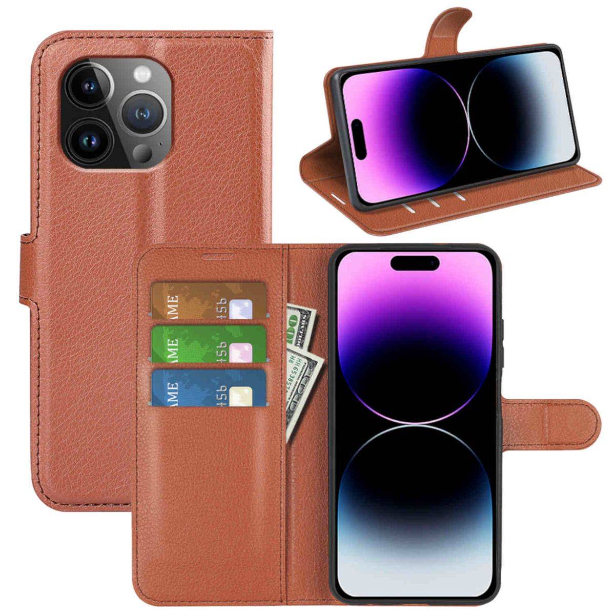 Für Apple iPhone 15 Pro Max Handy Tasche Wallet Premium Schutz Hülle Case Cover Etuis Neu Zubehör Braun
