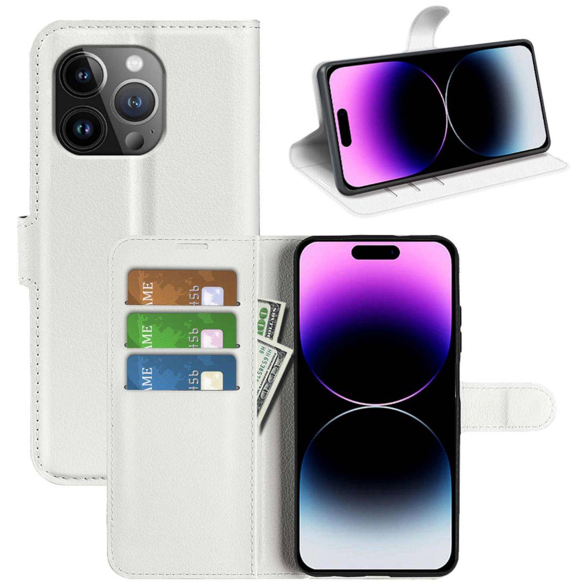 Für Apple iPhone 15 Pro Max Handy Tasche Wallet Premium Schutz Hülle Case Cover Etuis Neu Zubehör Weiß