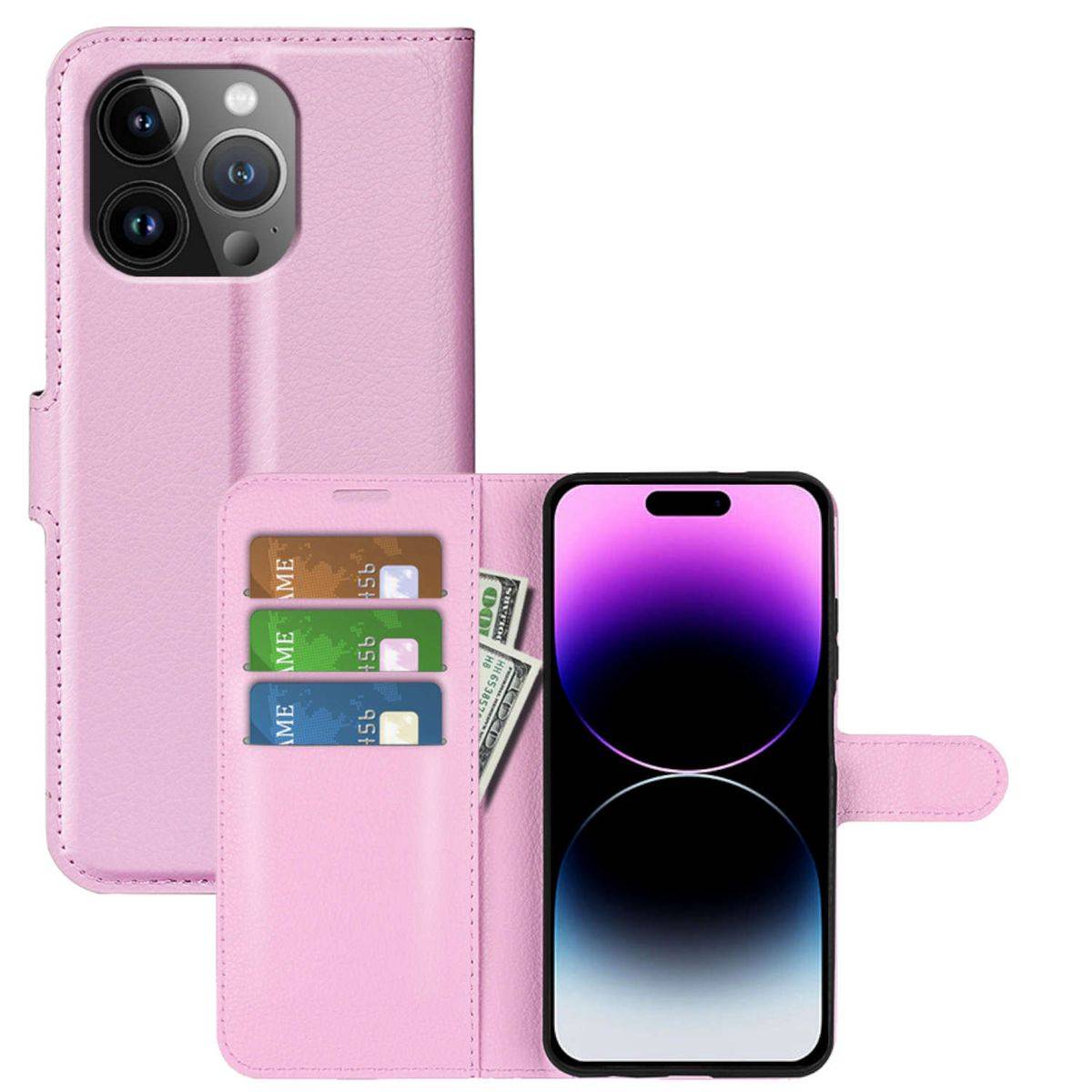 Für Apple iPhone 15 Pro Max Handy Tasche Wallet Premium Schutz Hülle Case Cover Etuis Neu Zubehör Rosa