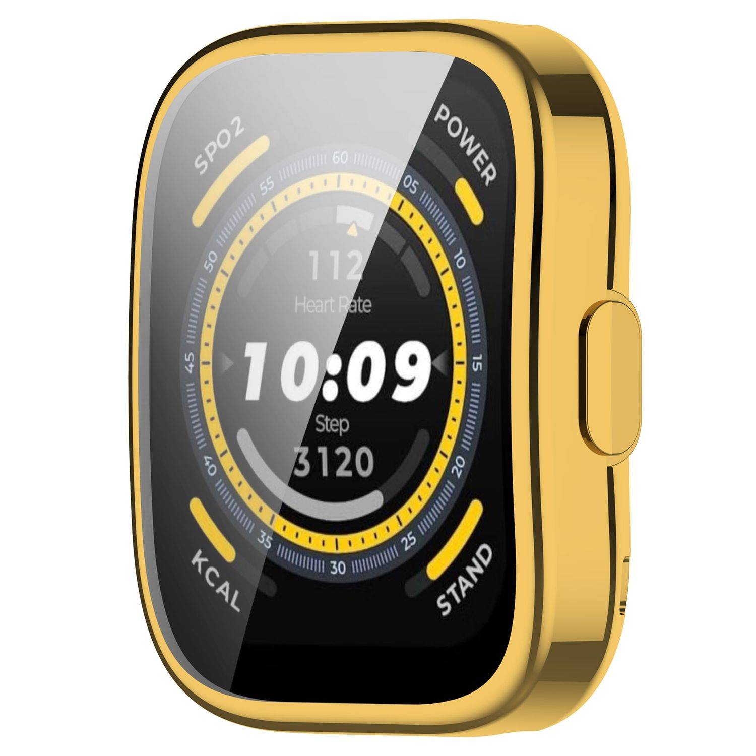 Für Amazfit Bip 5 TPU Silikon Smart Watch Hülle mit Schutzglas Gold