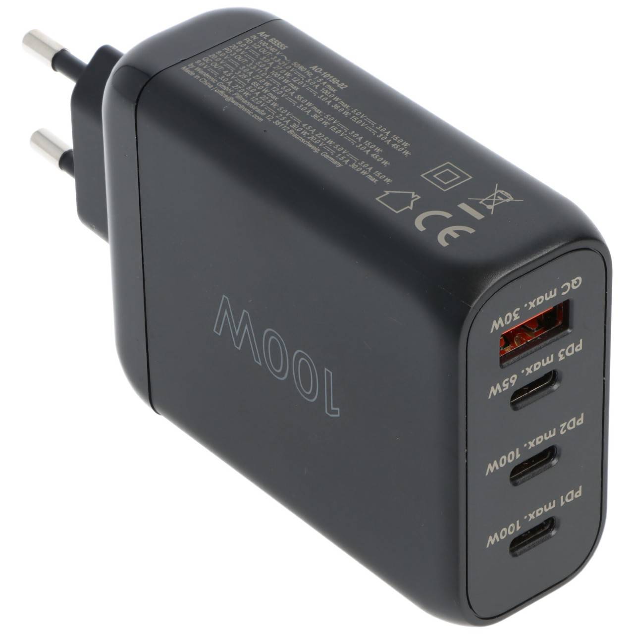 Laden mit bis zu 100W, das USB-C™ PD Schnellladegerät Multiport 100W schwarz