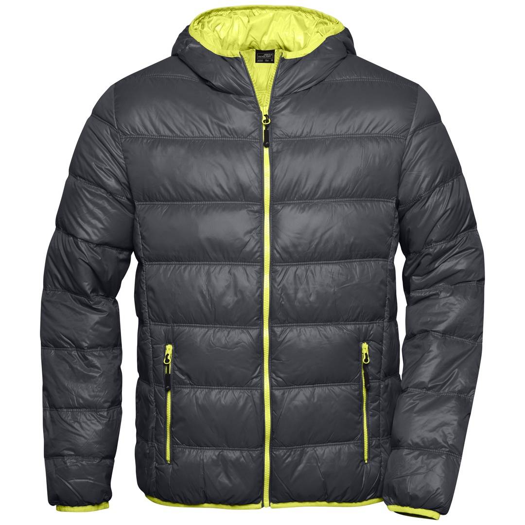 James & Nicholson Herren Daunenjacke JN1060 Gr. 2XL carbon/acid-yellow