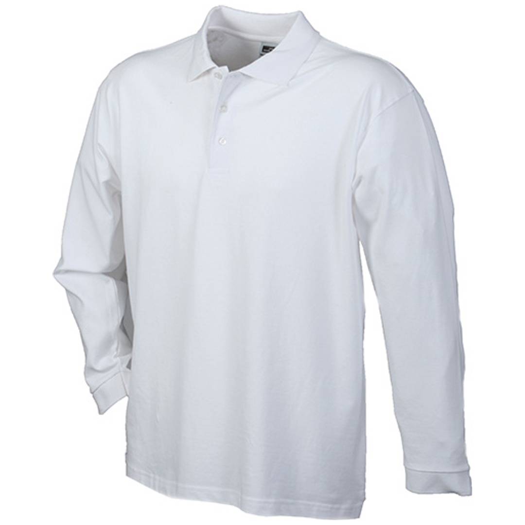 James & Nicholson Polo-Piqué Heavy Longsleeved JN022 Gr. 2XL white