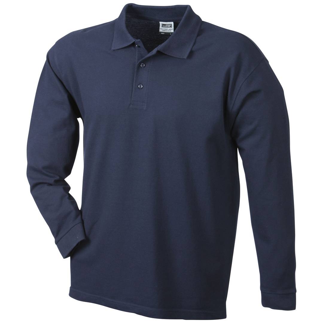 James & Nicholson Polo-Piqué Heavy Longsleeved JN022 Gr. S navy