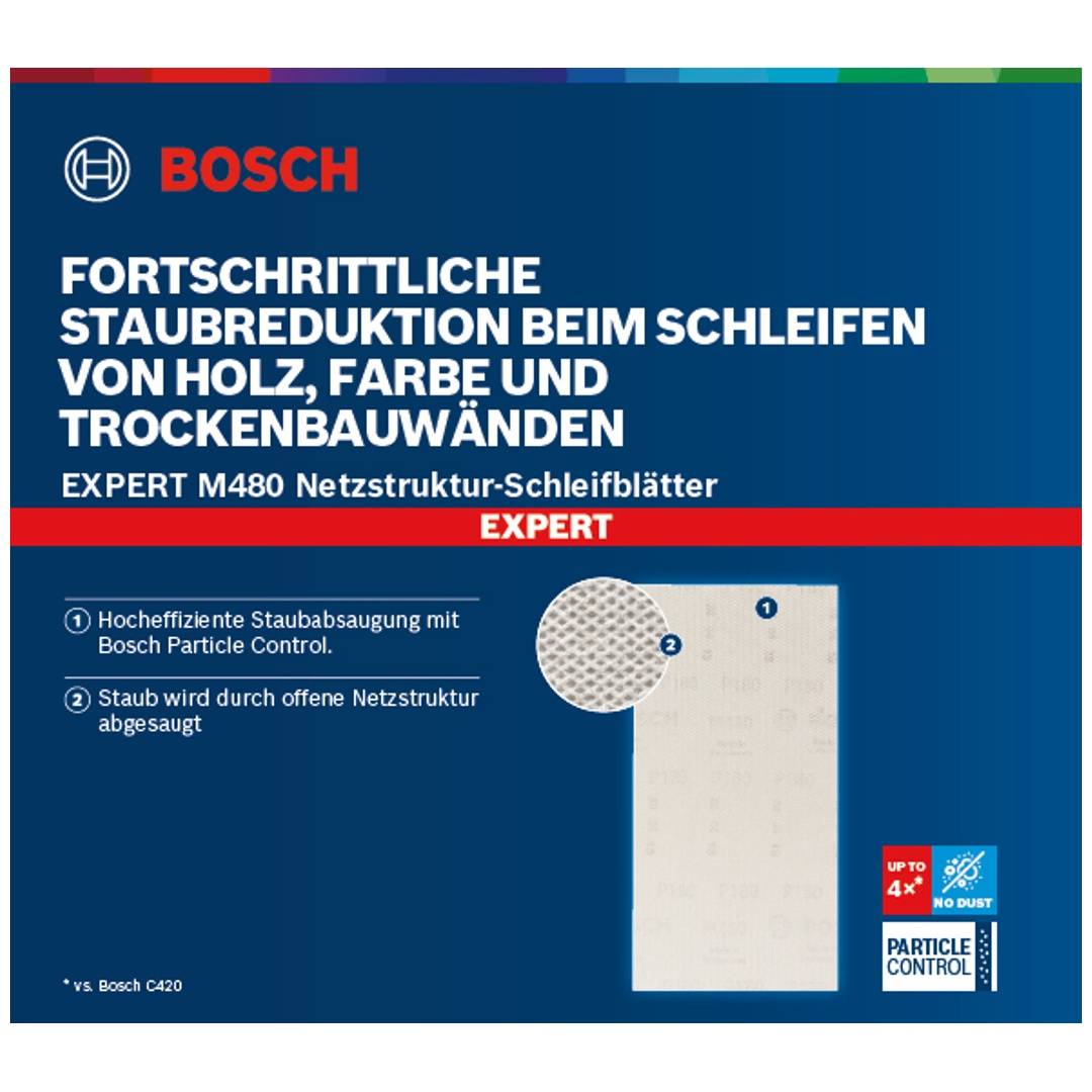 Bosch EXPERT M480 Schleifnetz, 80 x 133 mm, K 80, 50 Stück - 2608901631