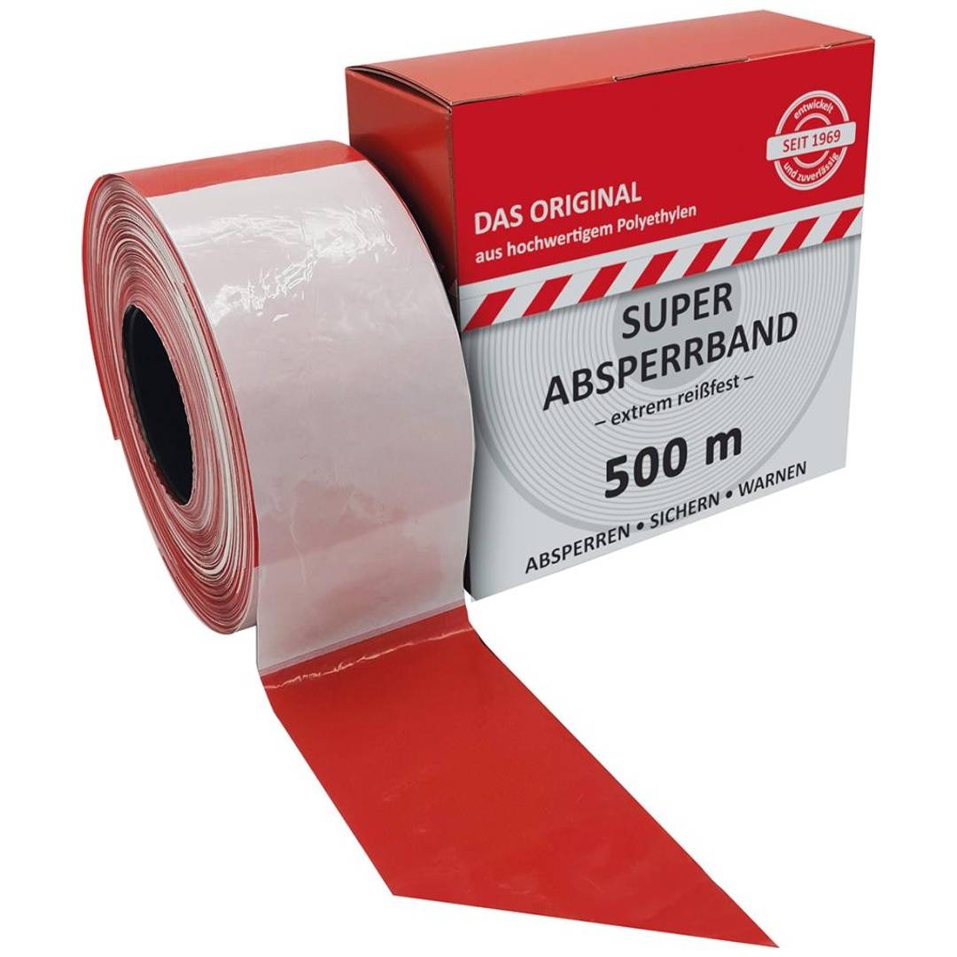 Kelmaplast Absperrband 500 m-Rolle rot/weiß geblockt