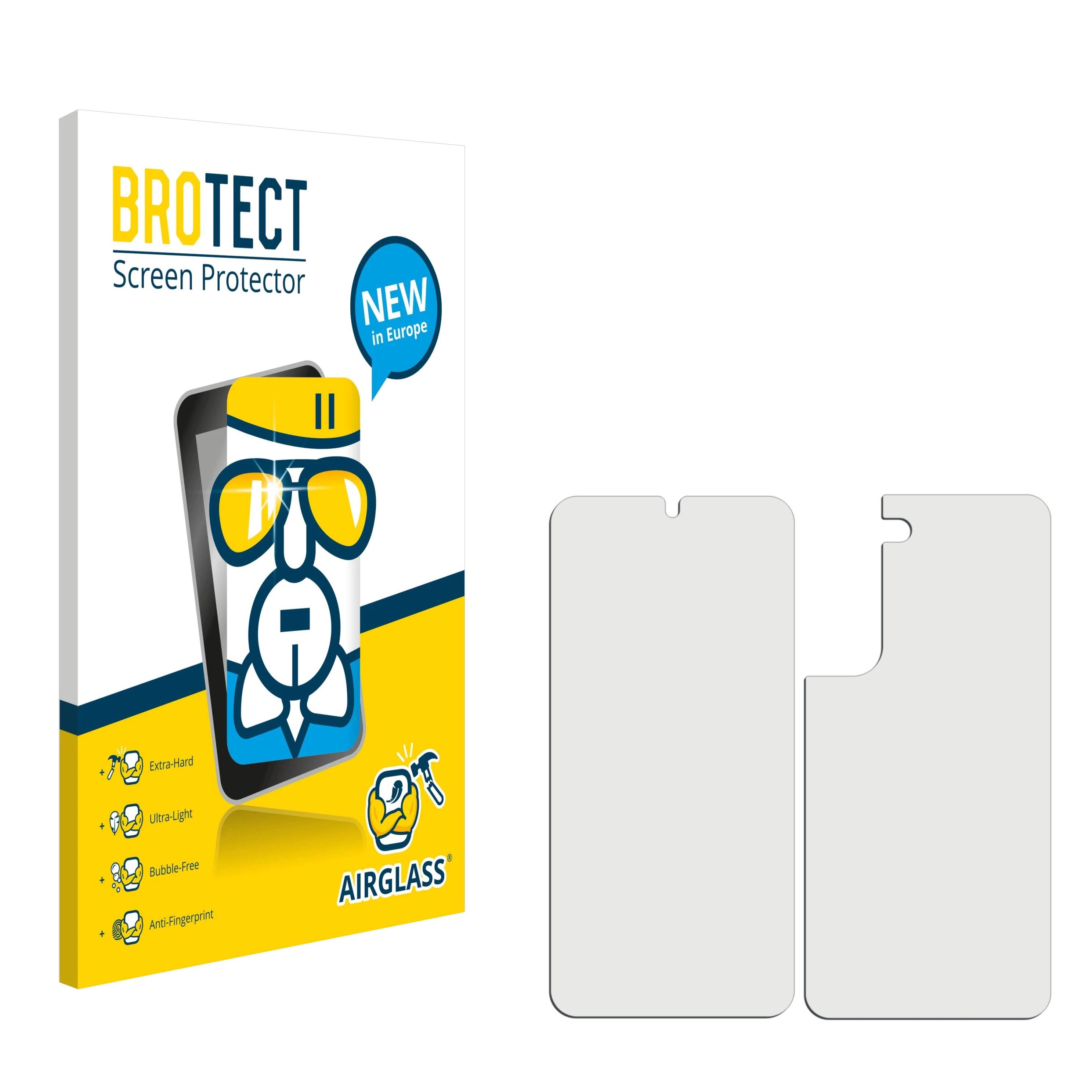 BROTECT AirGlass Schutz Glas Folie für Samsung Galaxy S22 Enterprise Edition (Display+Rückseite) Klar Transparent