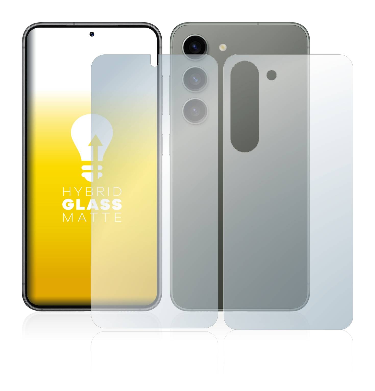 upscreen Flexible Schutz Glas Folie für Samsung Galaxy S23 (Display+Rückseite) Schutzglas 9H Hybridglas Matt