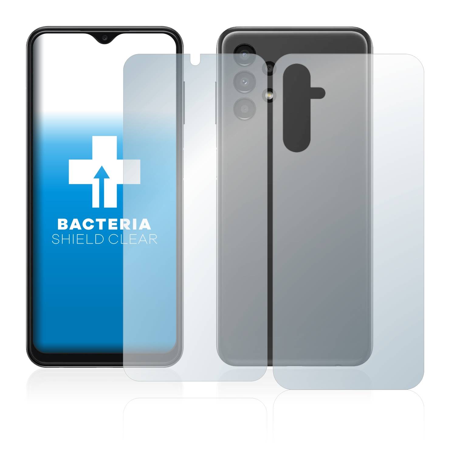 upscreen Schutzfolie für Samsung Galaxy A14 5G (Display+Rückseite) Antibakterielle Folie Klar Anti-Kratzer