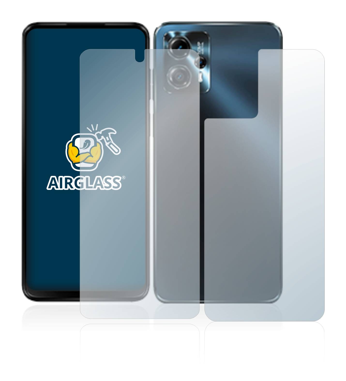 BROTECT AirGlass Flexible Schutz Glas Folie für Motorola Moto G13 (Display+Rückseite) Klar Transparent
