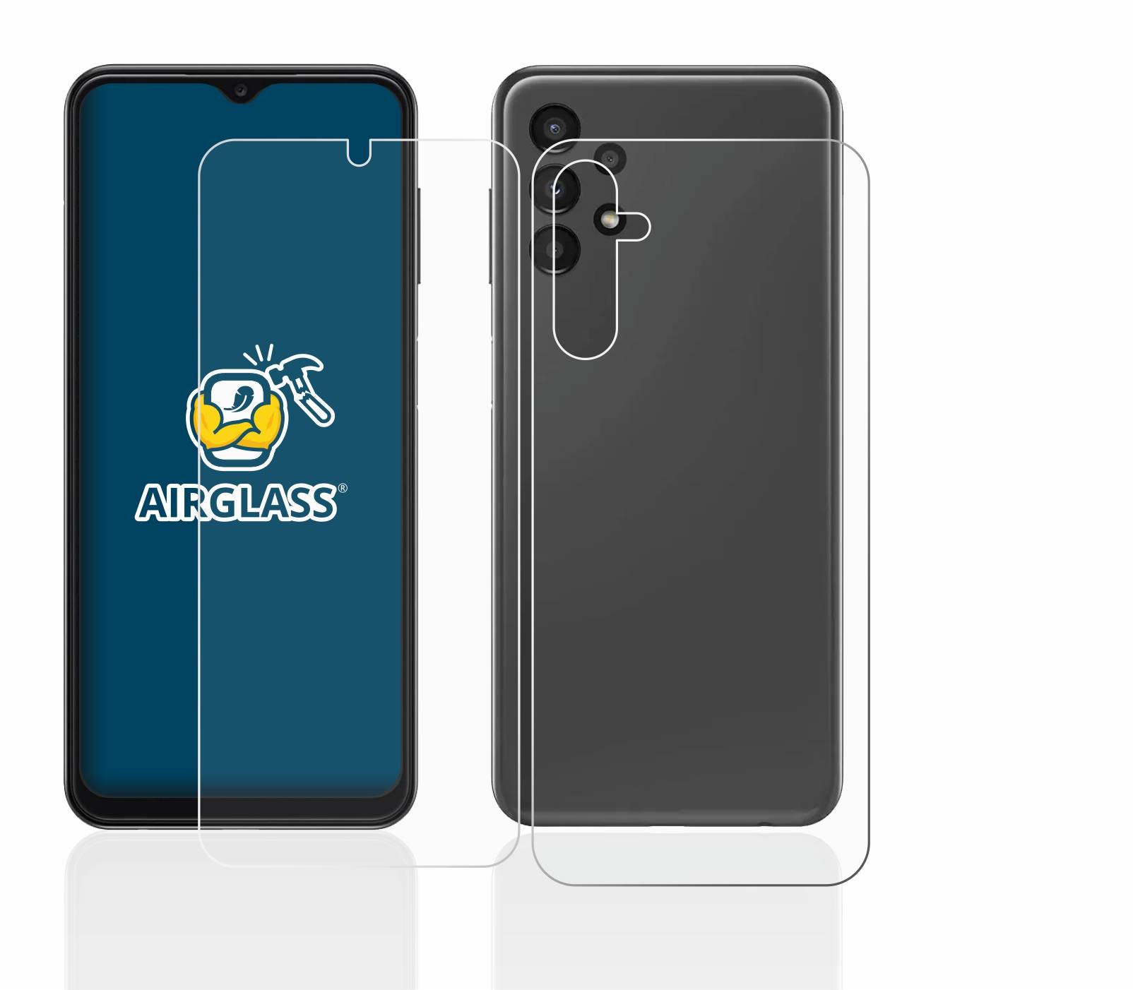 BROTECT AirGlass Flexible Schutz Glas Folie für Samsung Galaxy A14 4G (Display+Rückseite) Klar Transparent