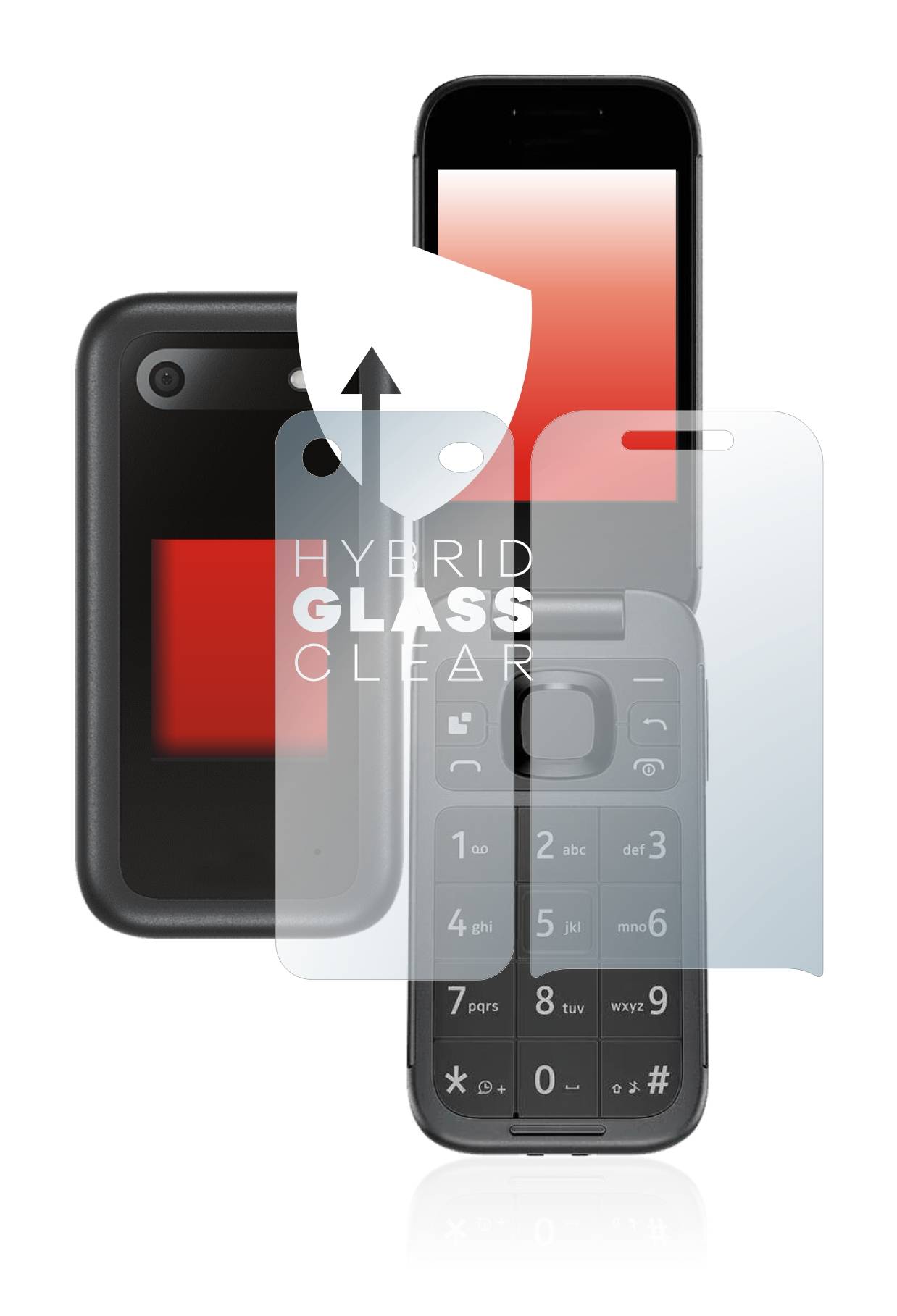 upscreen Flexible Schutz Glas Folie für Nokia 2660 Flip (Display+Rückseite) Schutzglas 9H Hybridglas Klar