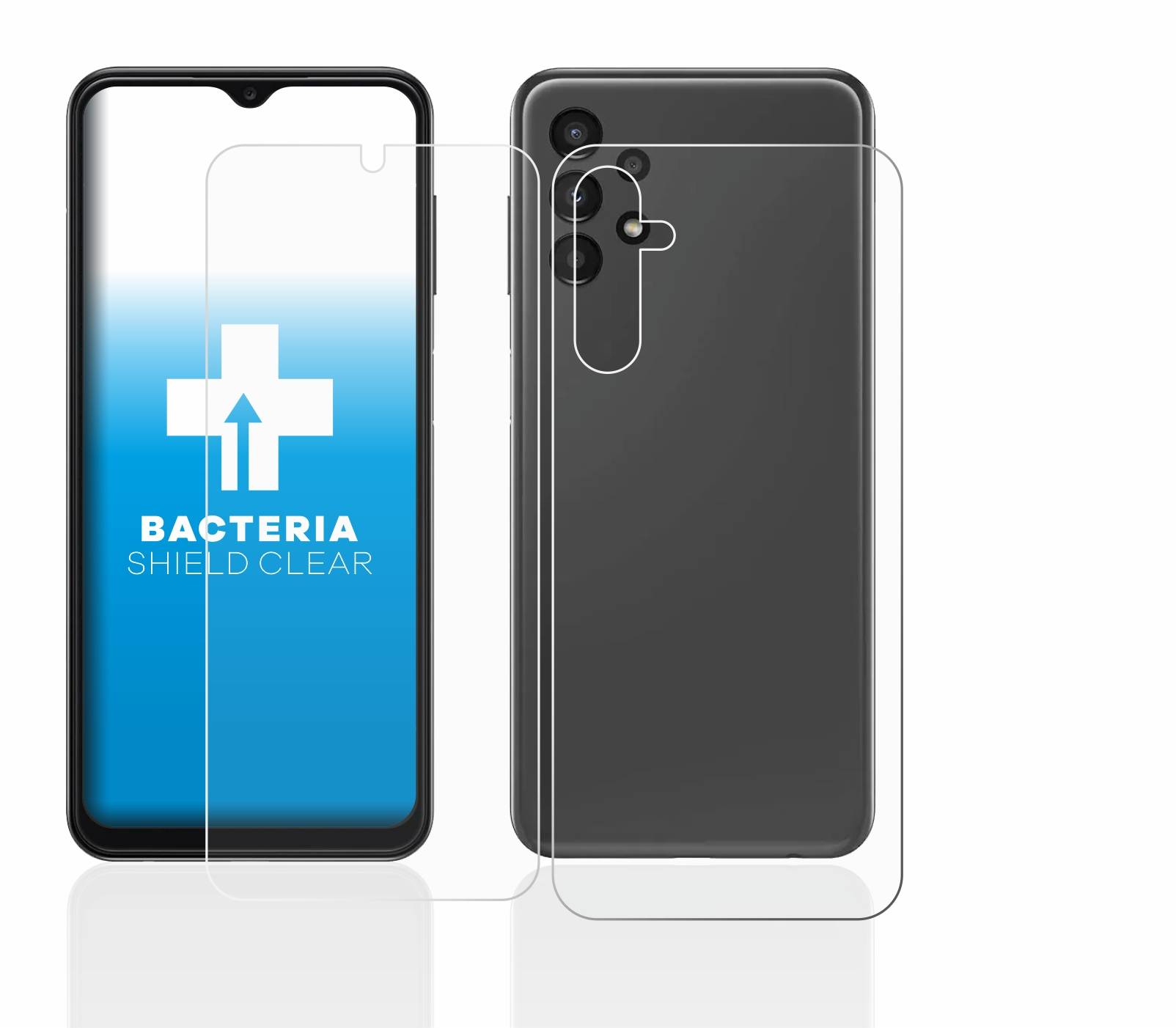 upscreen Schutzfolie für Samsung Galaxy A14 4G (Display+Rückseite) Antibakterielle Folie Klar Anti-Kratzer