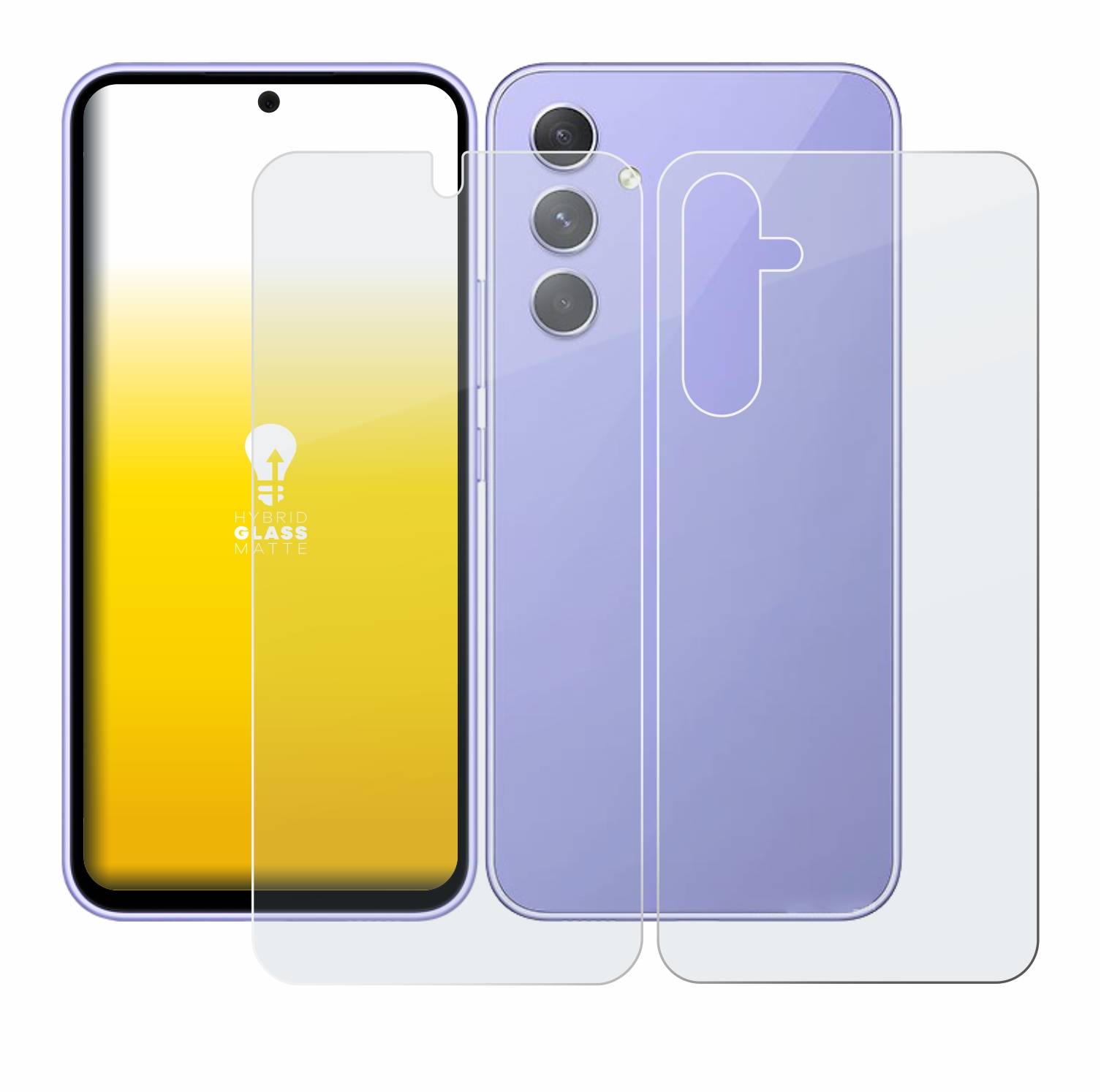 upscreen Flexible Schutz Glas Folie für Samsung Galaxy A54 5G (Display+Rückseite) Schutzglas 9H Hybridglas Matt E