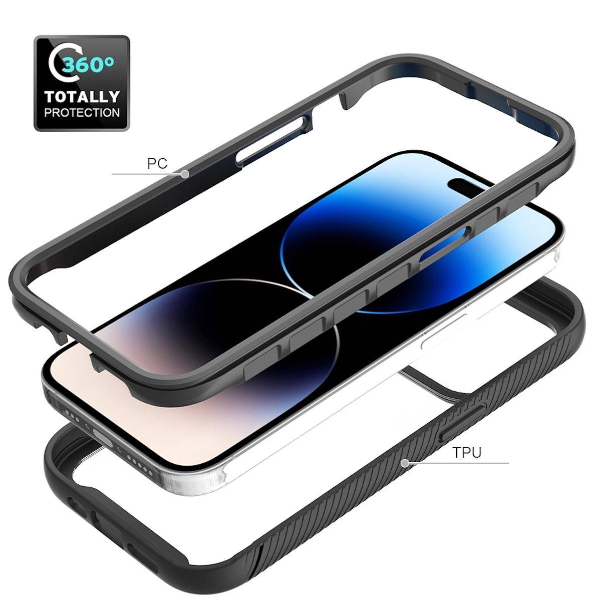 Für Apple iPhone 15 Pro Max robuste TPU / PC verstärkte Ränder Hülle