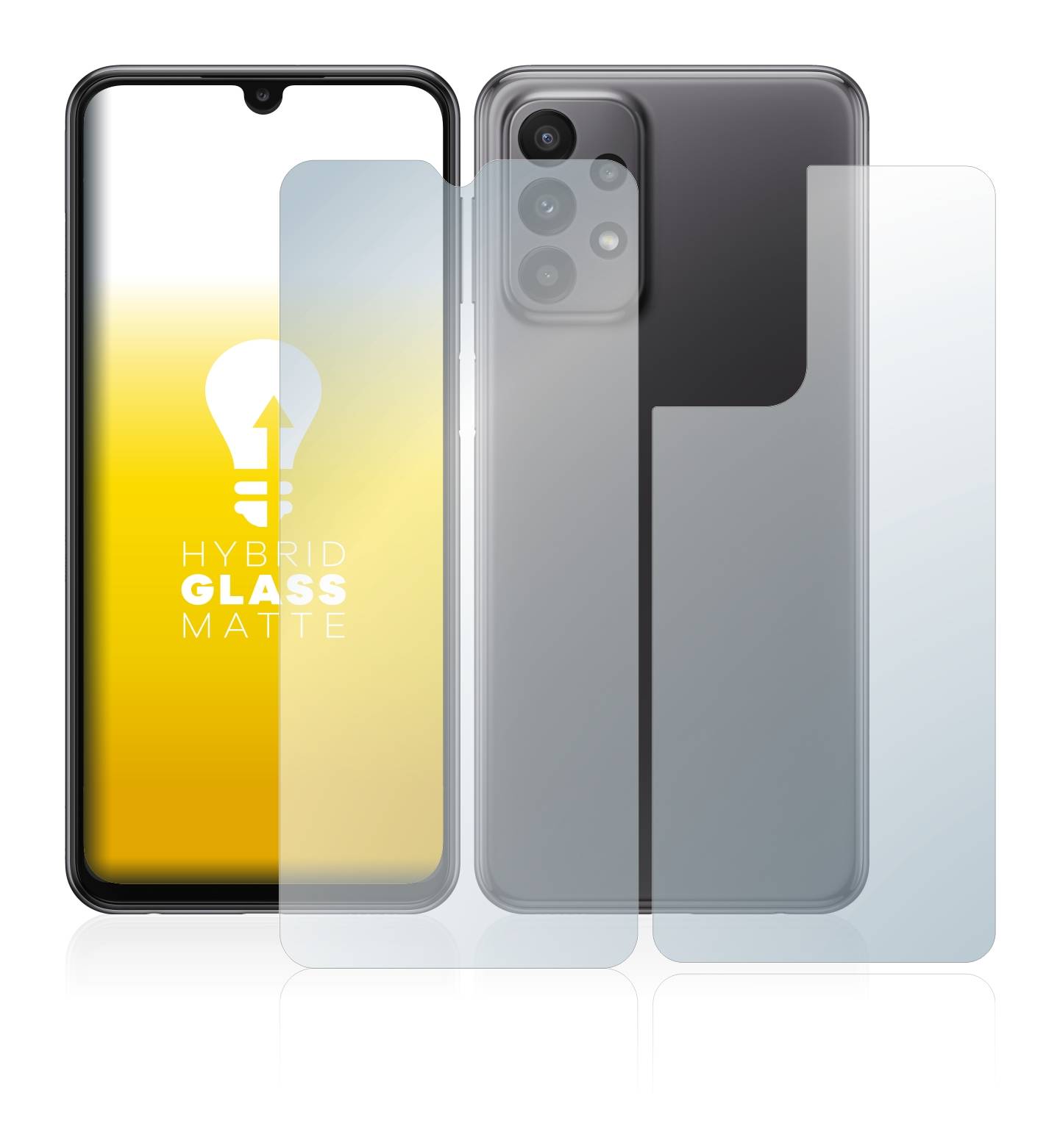 upscreen Flexible Schutz Glas Folie für Samsung Galaxy A23 5G (Display+Rückseite) Schutzglas 9H Hybridglas Matt
