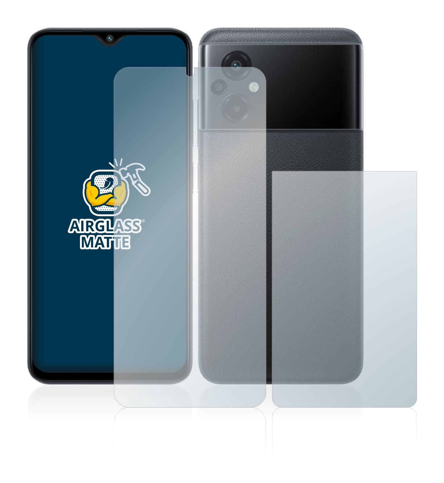 BROTECT AirGlass Flexible Schutz Glas Folie für Xiaomi Poco M5 (Display+Rückseite) Matt Entspiegelt