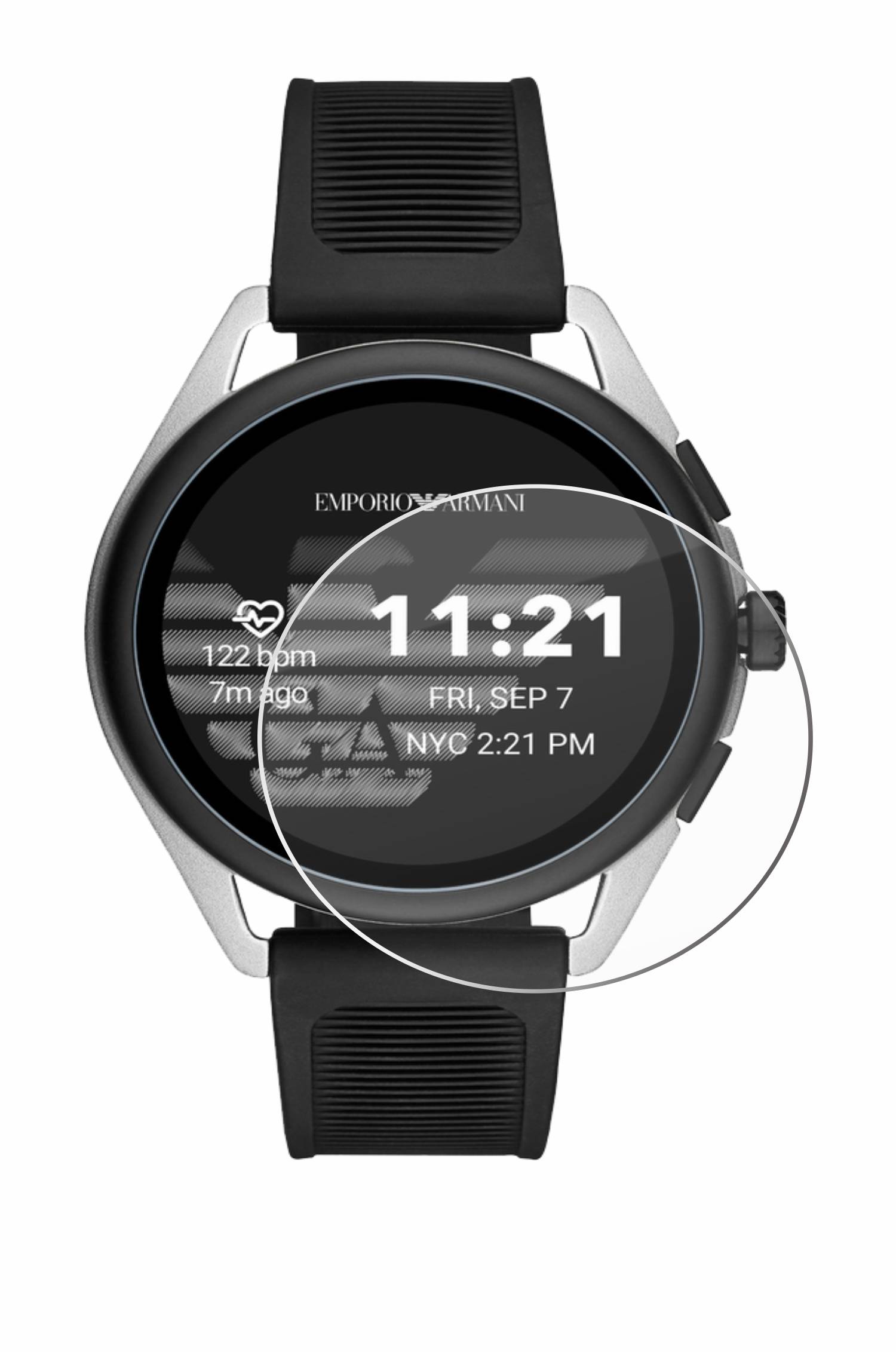 Savvies Schutzglas für Emporio Armani Connected Smartwatch 3 Echtglas 9H-Härte klar