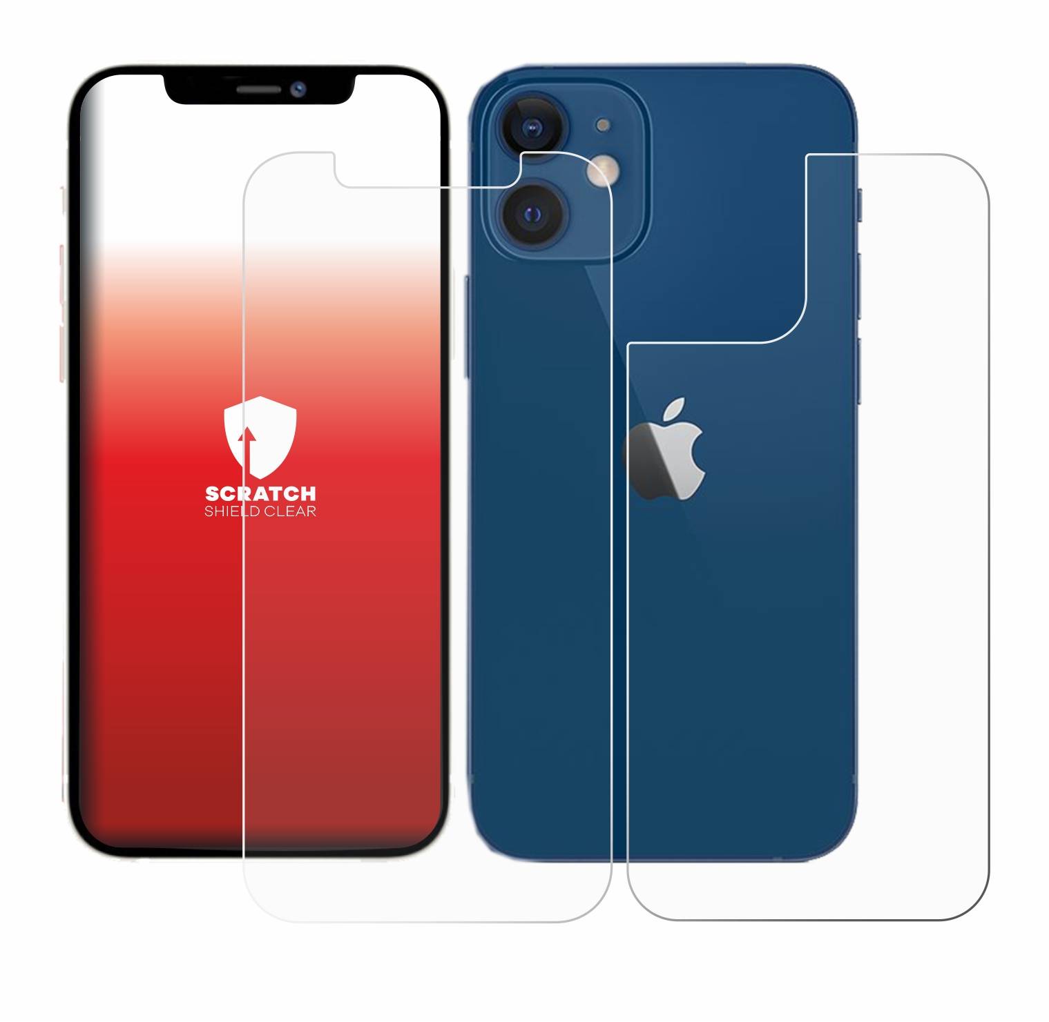 upscreen Schutzfolie für Apple iPhone 12 / 12 Pro (Vorder + Rückseite) Kratzschutz Anti-Fingerprint Klar