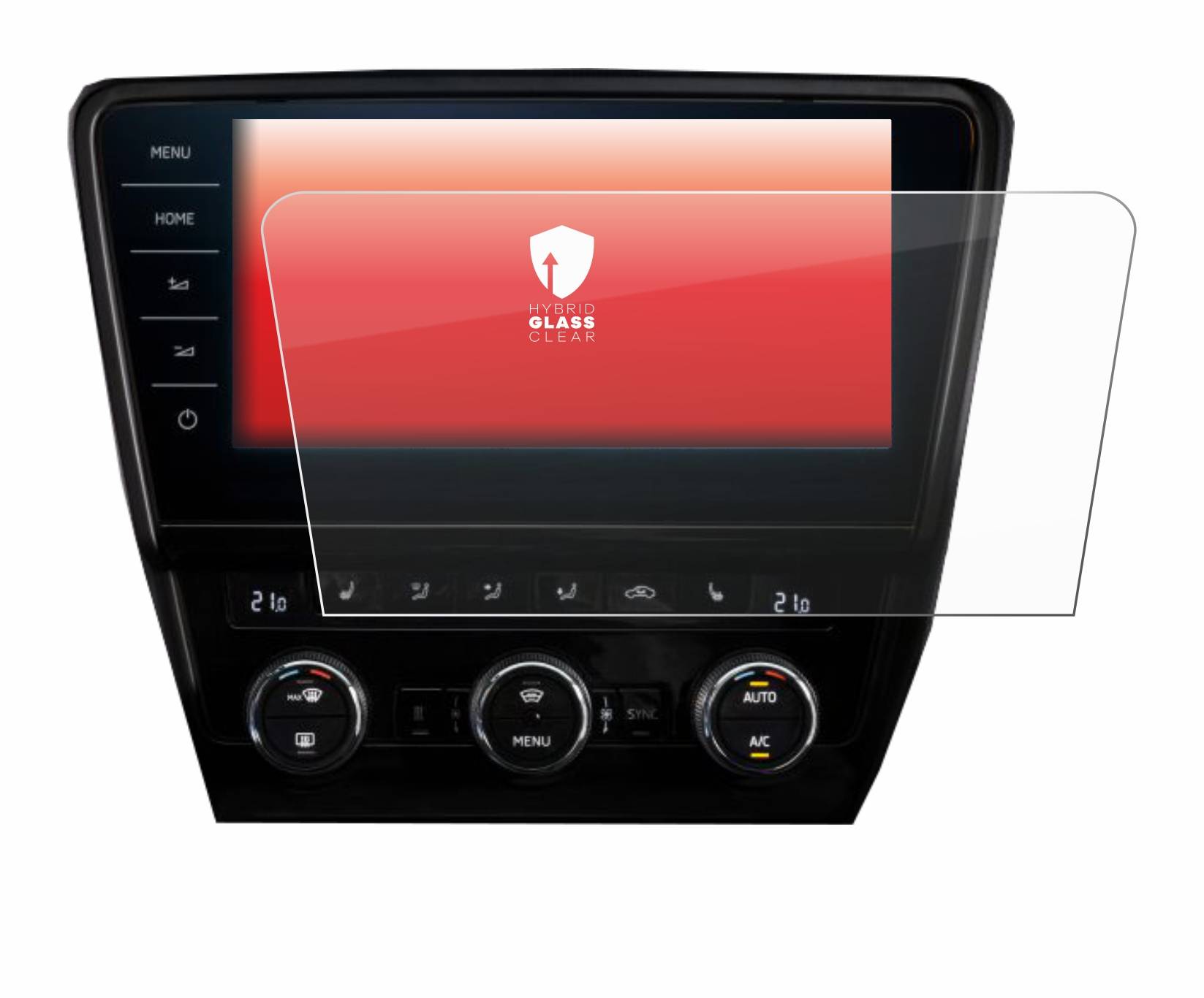 upscreen Hybrid Glass Clear Premium Schutzglas Folie für Skoda Octavia RS 245 2019