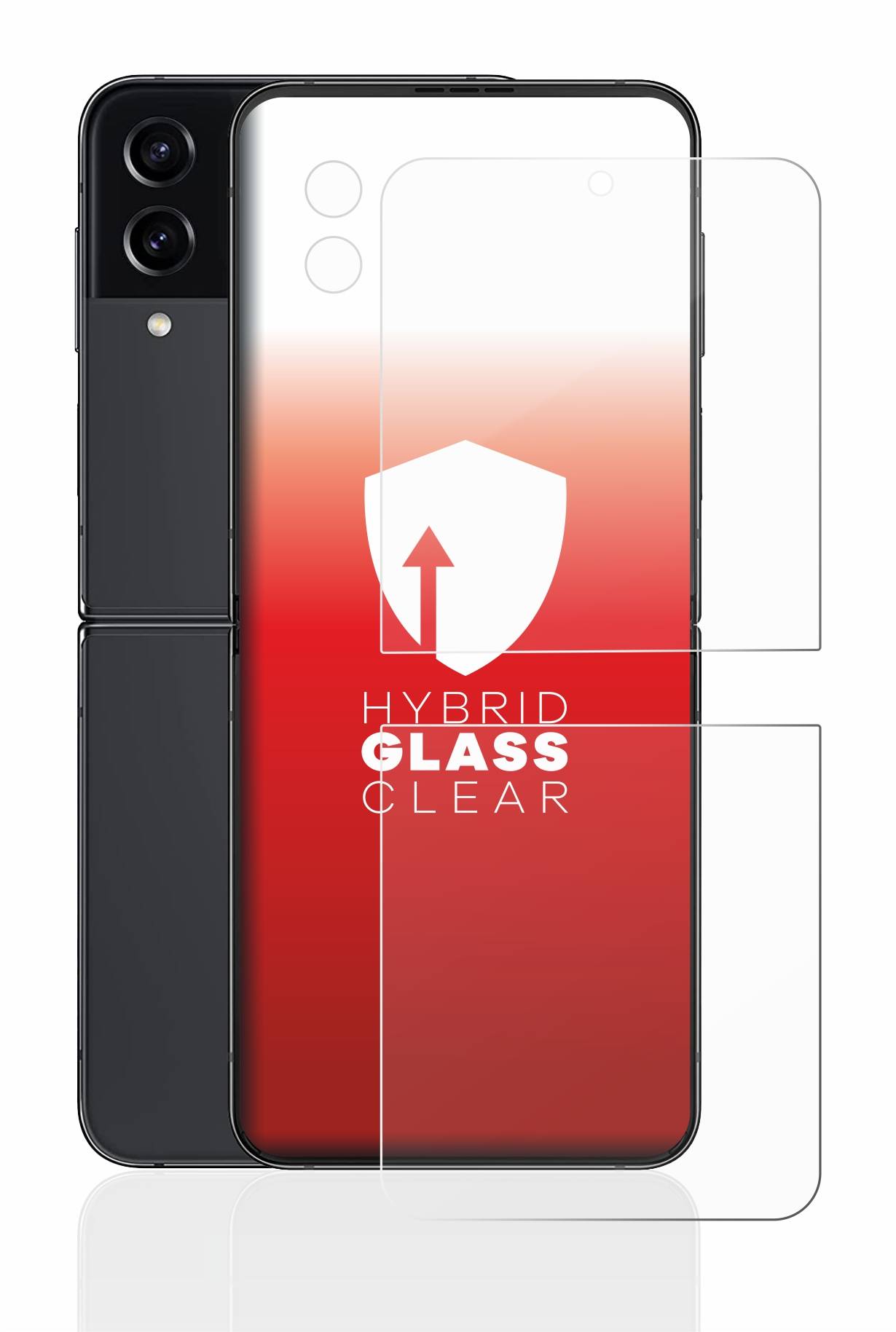 upscreen Flexible Schutz Glas Folie für Samsung Galaxy Z Flip 4 (Display+Kamera) Schutzglas 9H Hybridglas Klar