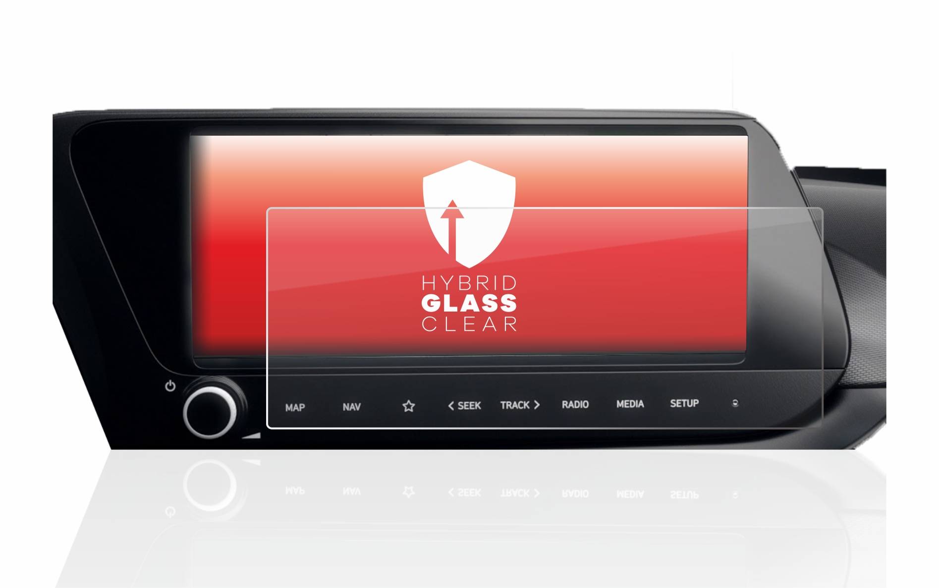 upscreen Hybrid Glass Clear Premium Schutzglas Folie für Hyundai i20N 2021 Infotainment