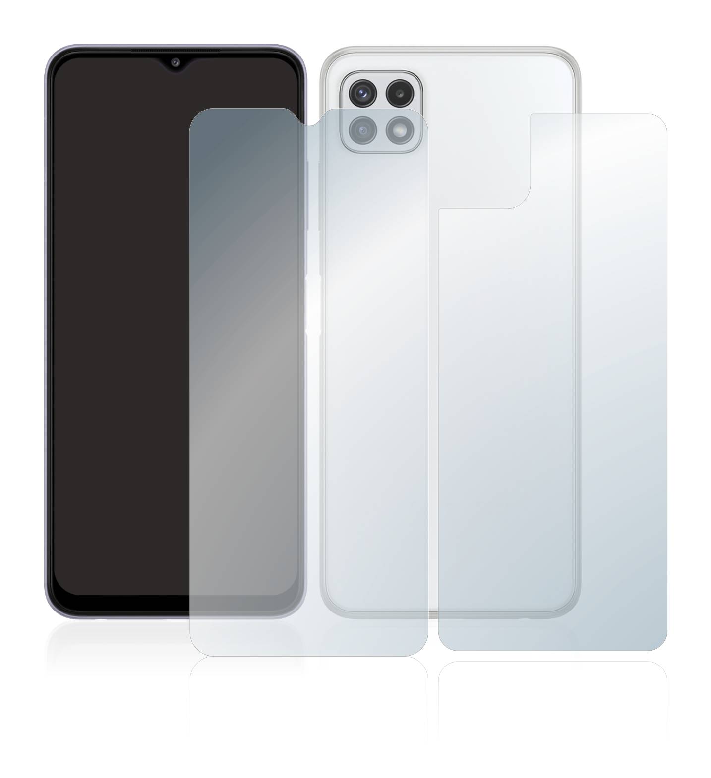 upscreen Flexible Schutz Glas Folie für Samsung Galaxy A22 5G (Display+Rückseite) Schutzglas 9H Hybridglas Klar