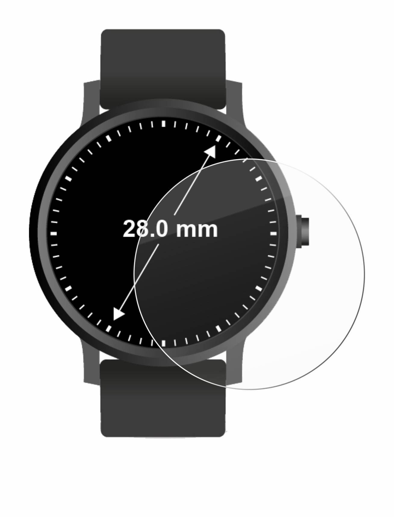 upscreen Hybrid Glass Clear Premium Schutzglas Folie für Armbanduhren (Kreisrund,