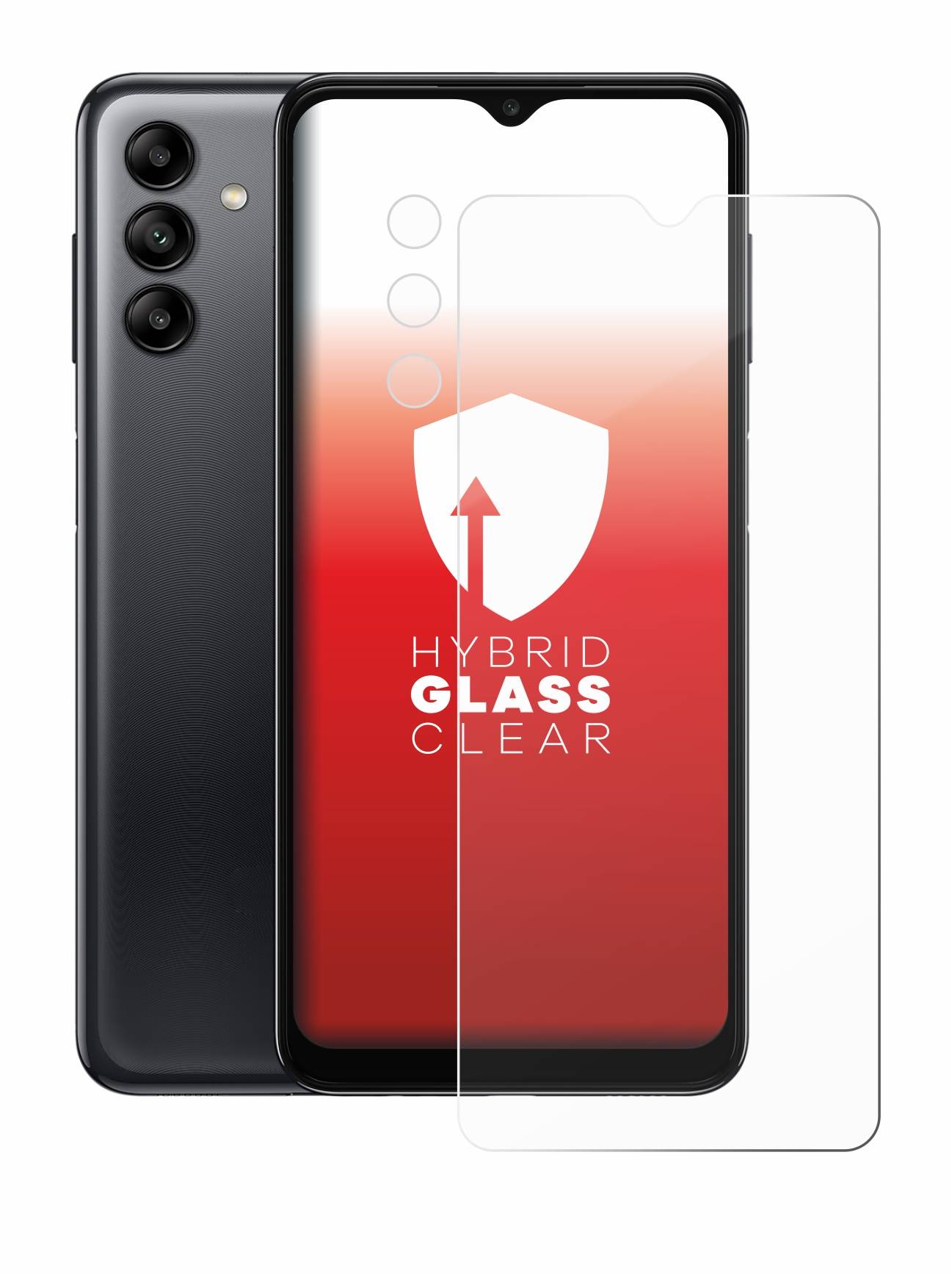 upscreen Flexible Schutz Glas Folie für Samsung Galaxy A04s (Display+Kamera) Schutzglas 9H Hybridglas Klar
